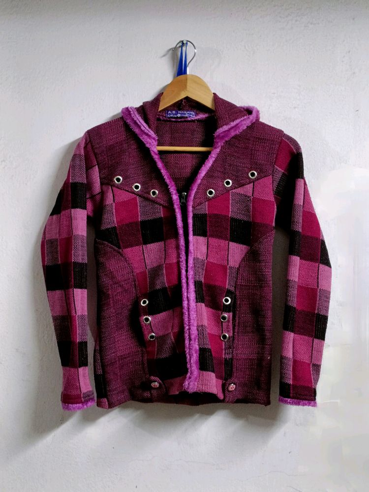Purple Hoodie With Zipper