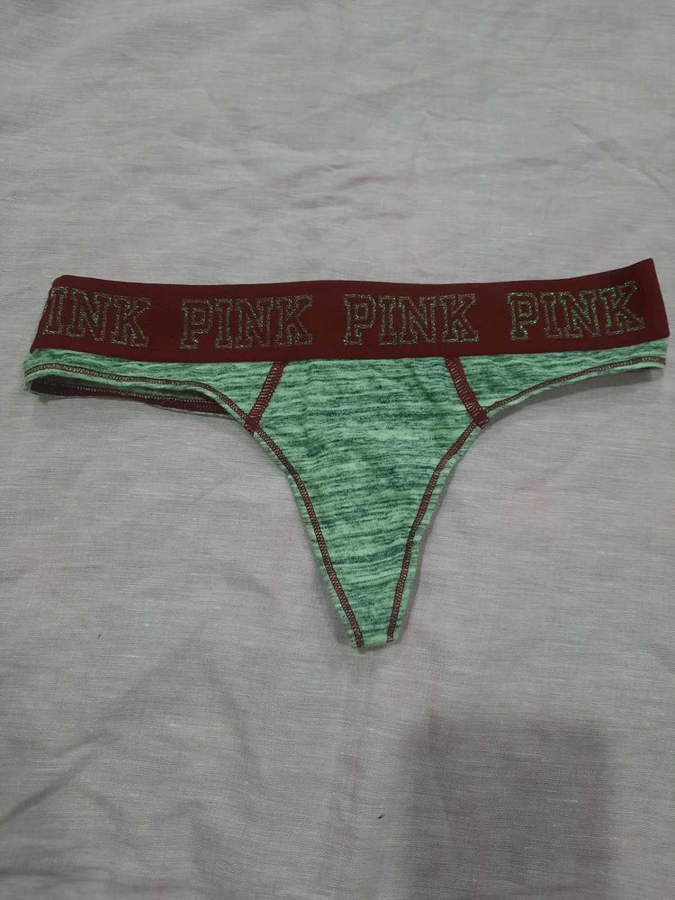 PINK Thong - Green/Burgundy