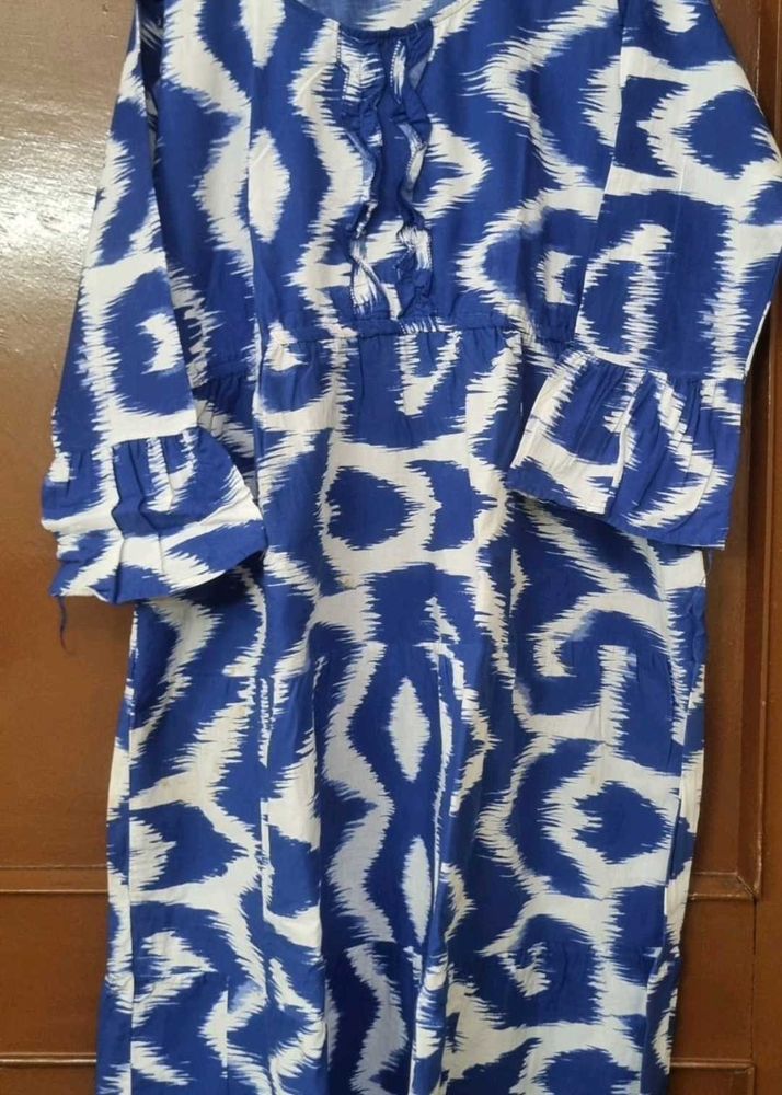 Blue &amp; White Print Dress