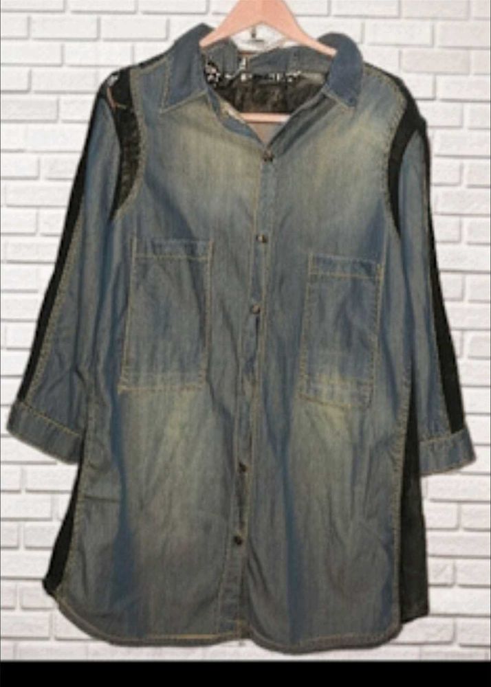 Embellished Denim Button-Down