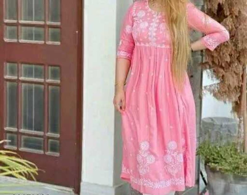 Coral Pink With White Embroidery,