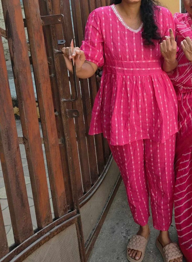 Pink Diamond Print Coord Set