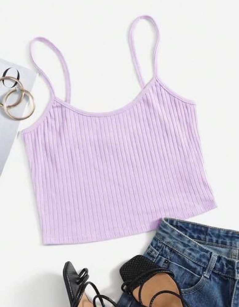 Lavender Ribbed Crop Tank Top