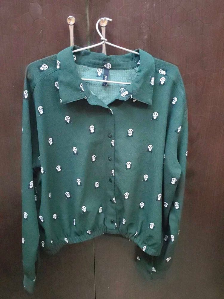 Skull Print dark Green Shirt