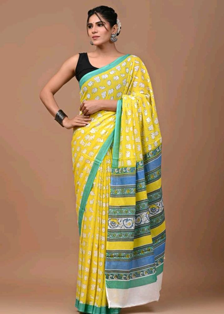 Yellow Printed Saree