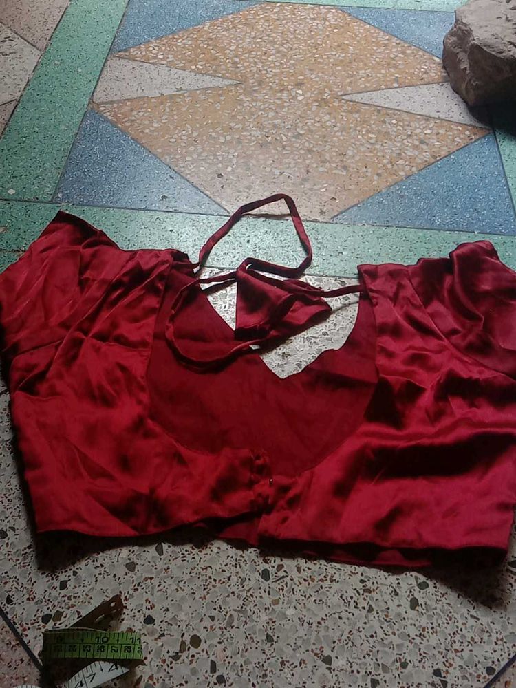 Maroon  Satain Silk Blouse