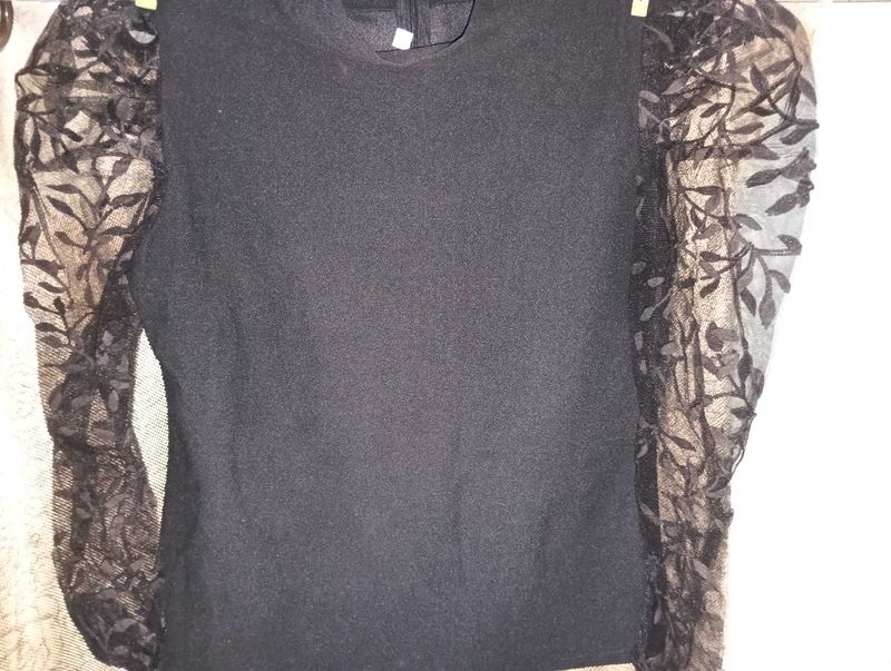 Net Hand Black Aesthetic Top For Women