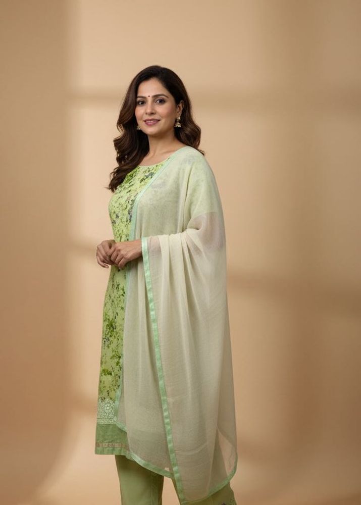 Green Floral Kurta set