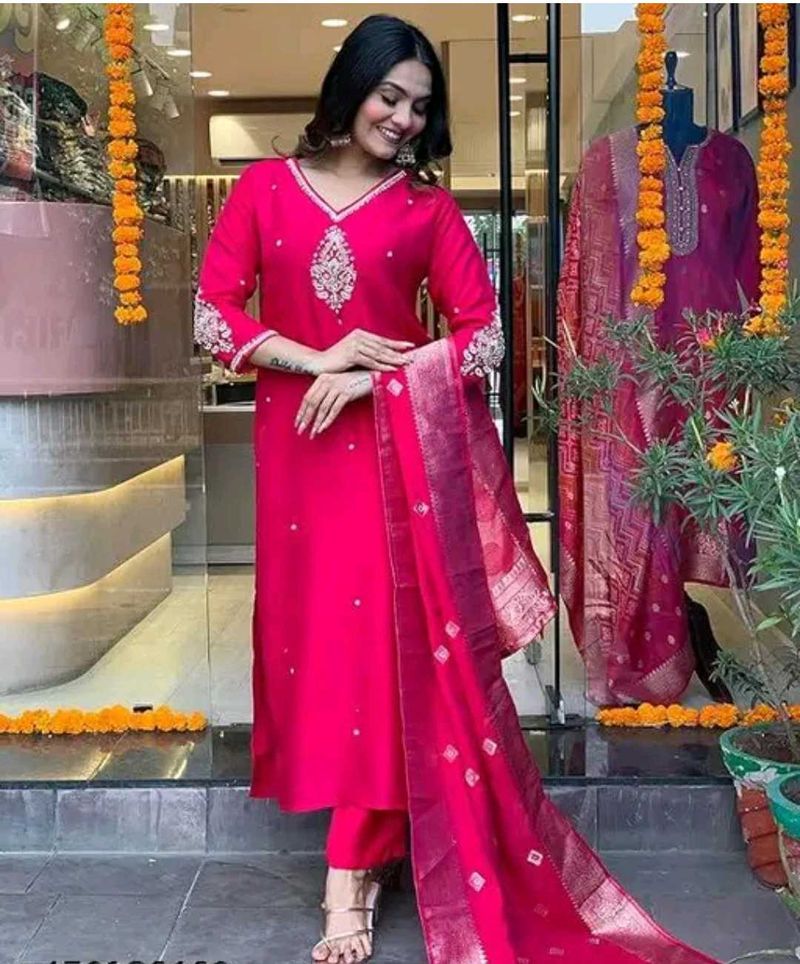Beautiful Rani Colour Kurti Set