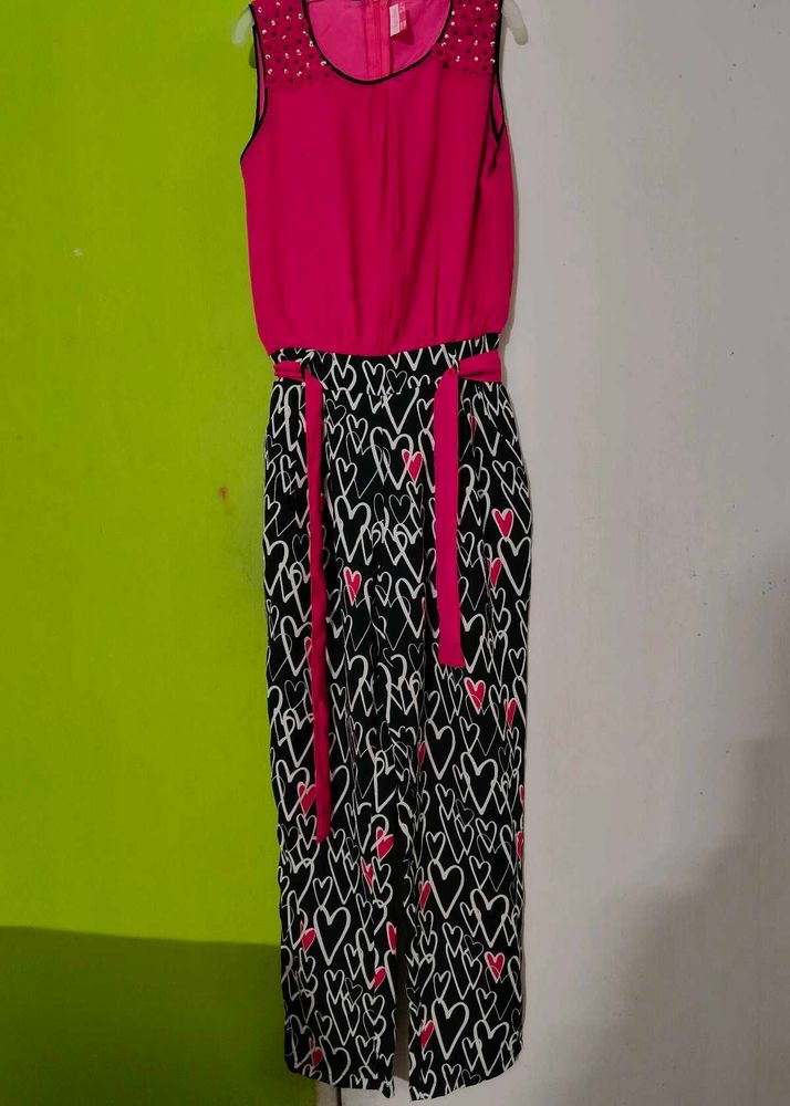 Girls' Heart Print Jumpsuit