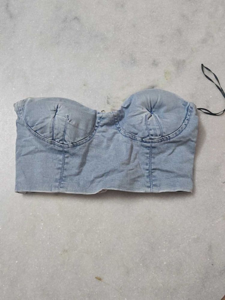 Denim Bustier Crop Top