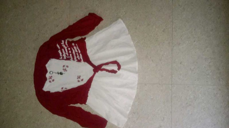 Girls Red &amp; White Dress