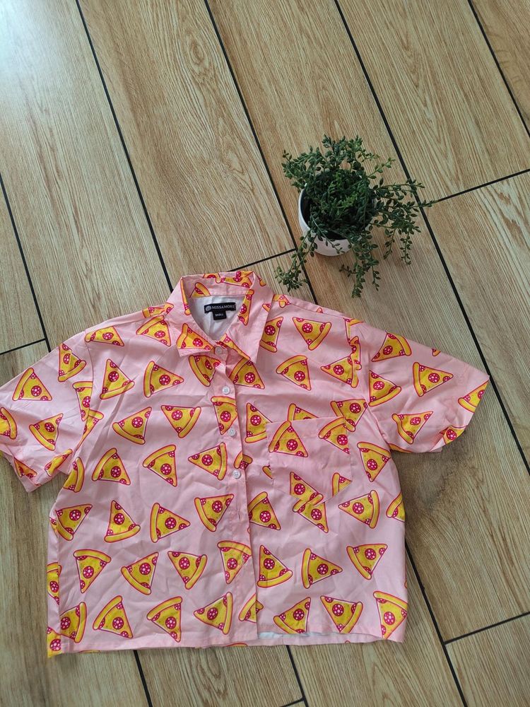 Pizza Print Short Sleeve Shirt