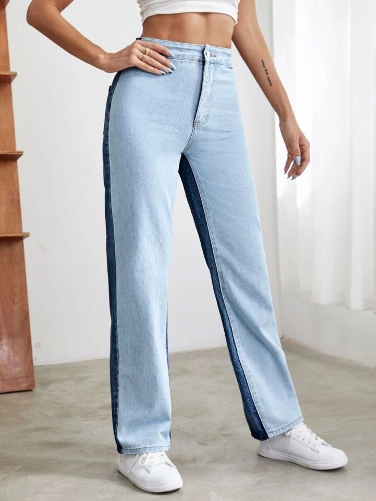 Two-Tone Denim Jeans