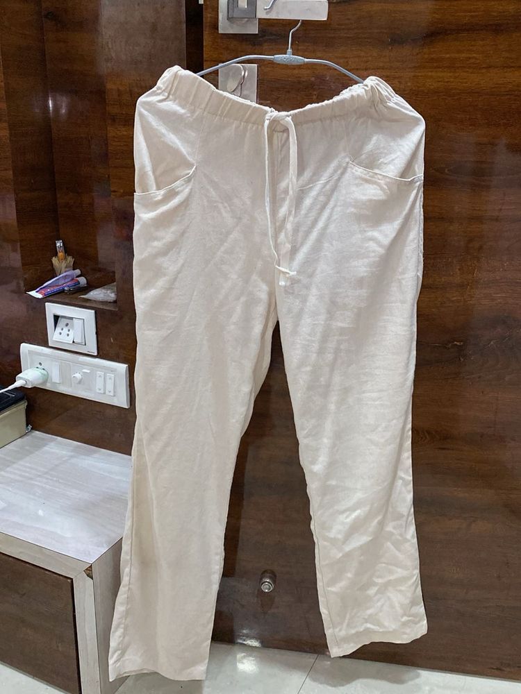 Beige Urbanic Linen Pants Women