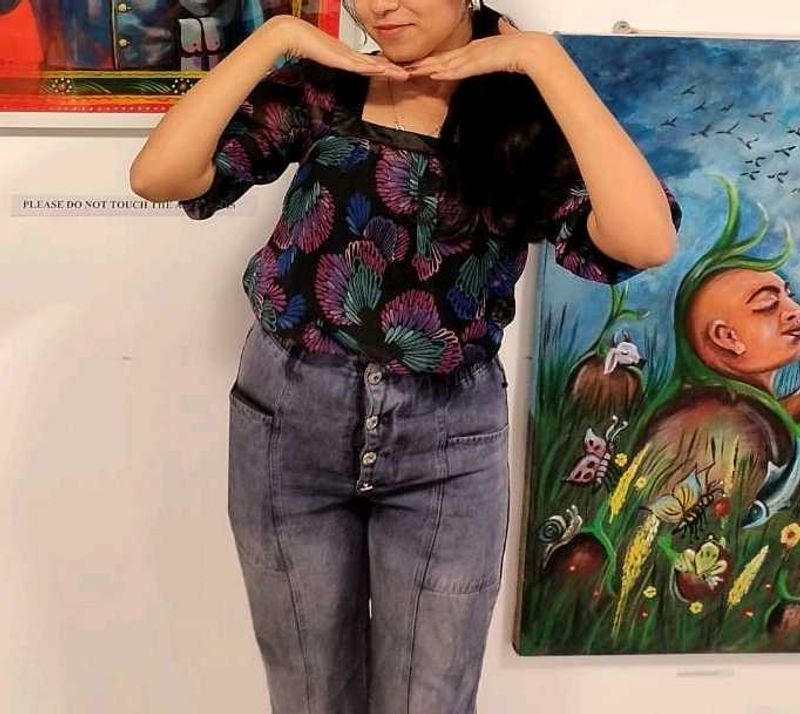 Floral Print mesh top 💐🖤