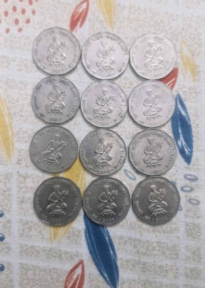 Rare 2002 Tukaram Two Rupee Coins - Set of 12