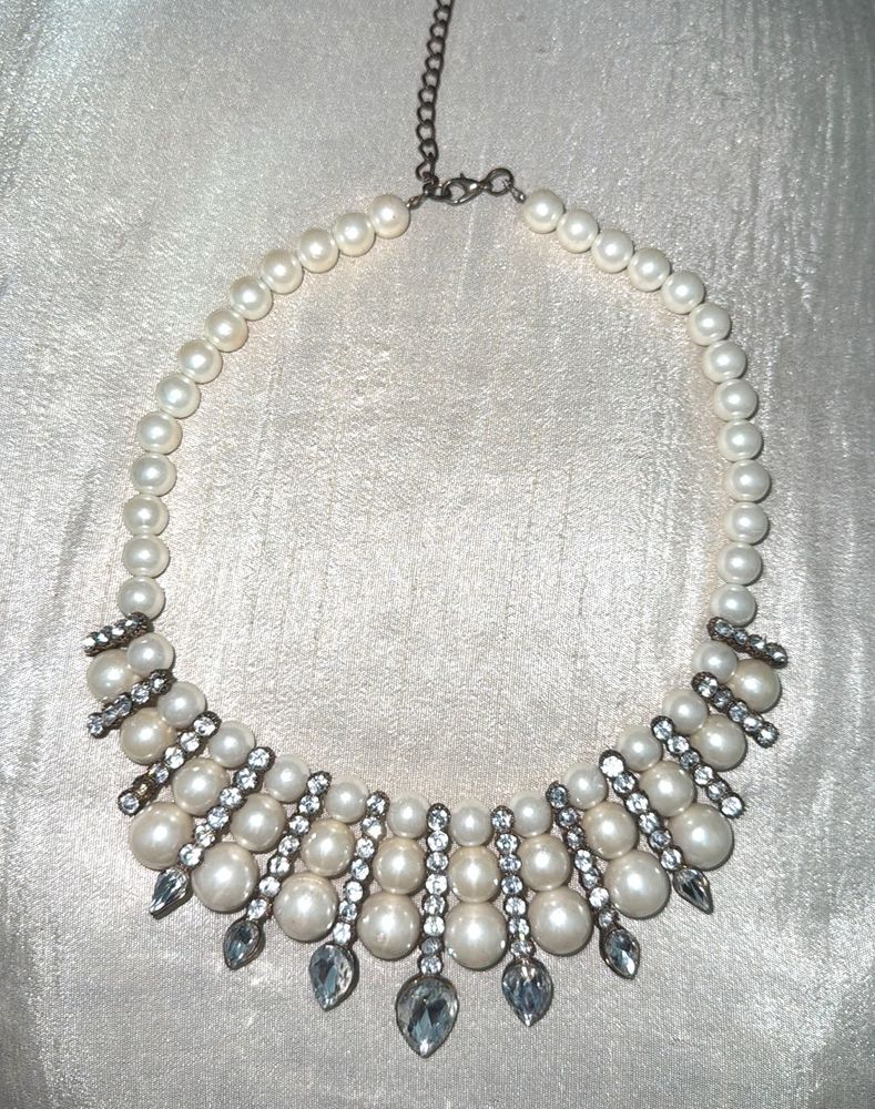 Pearl &amp; Rhinestone Statement Necklace