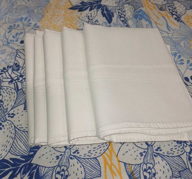 Men Plain White Handkerchief