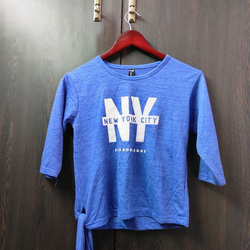 Blue Cotton Tshirt For Women | Size 34