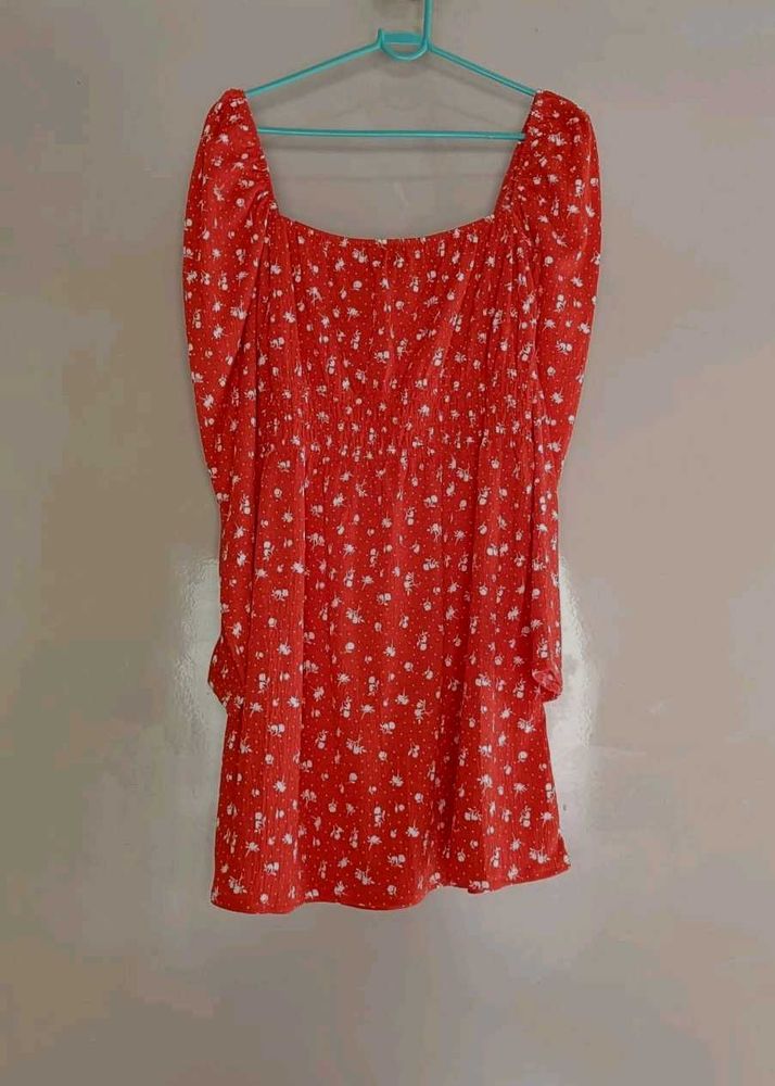 Red Floral Mini Dress
