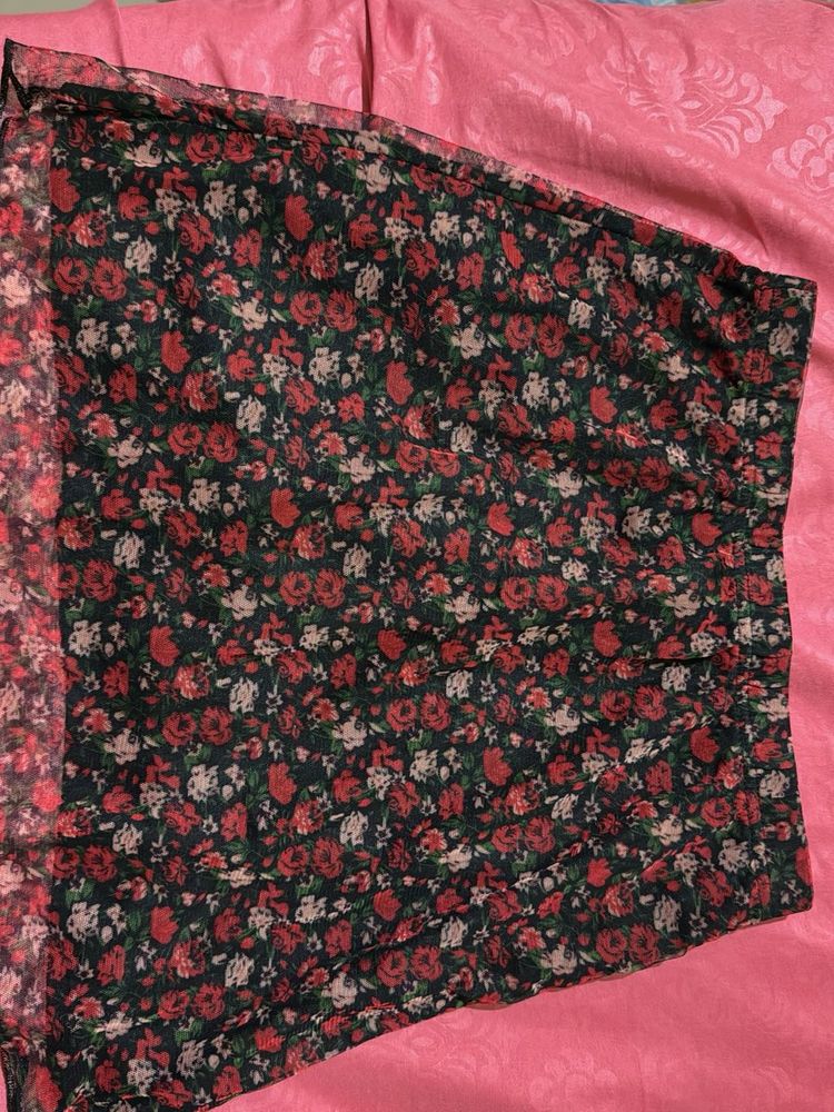 Floral Printed A Line mini skirt