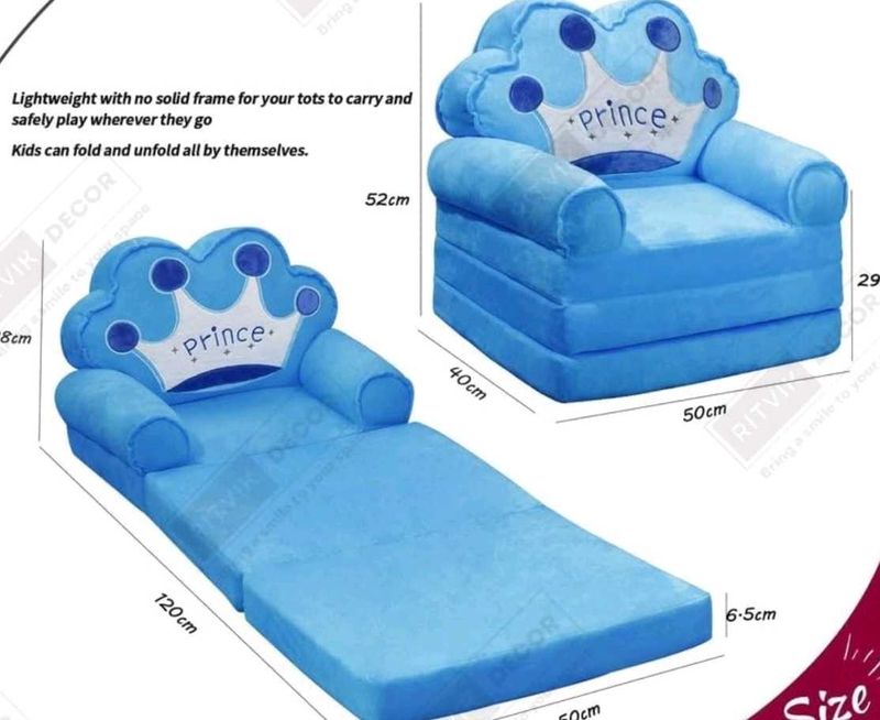 Kids Prince Theme Folding Sofa Bed Cum Arm Chair