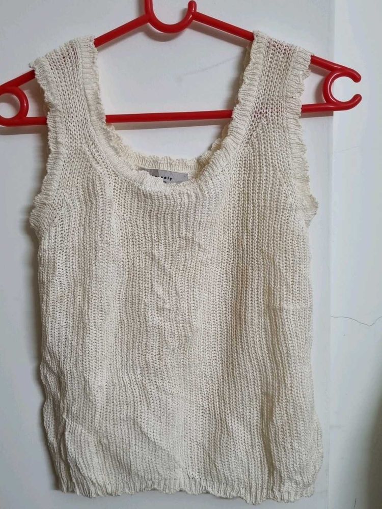 Off White Netted Top