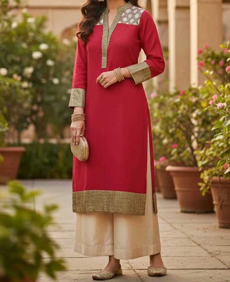 Elegant Pink &amp; Gold Kurta