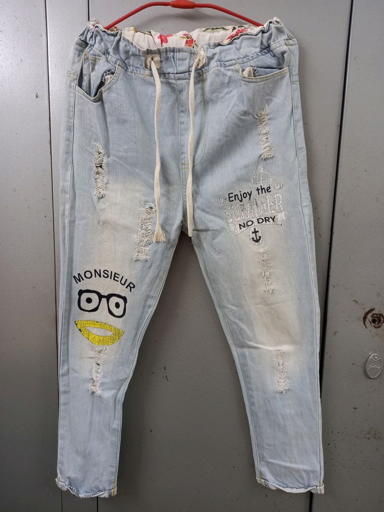 Printed Denim Jeans