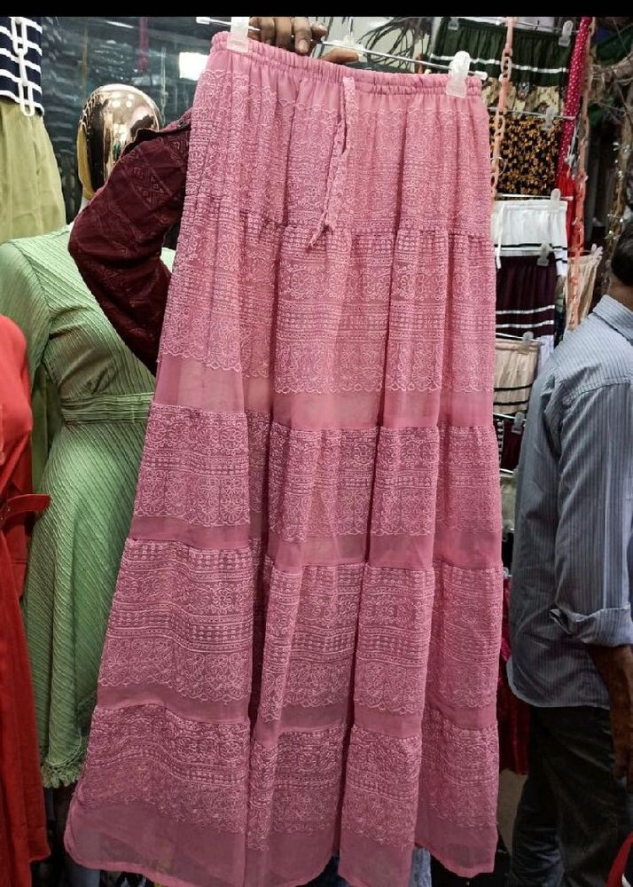 Tiered Pink Ethnic Skirt