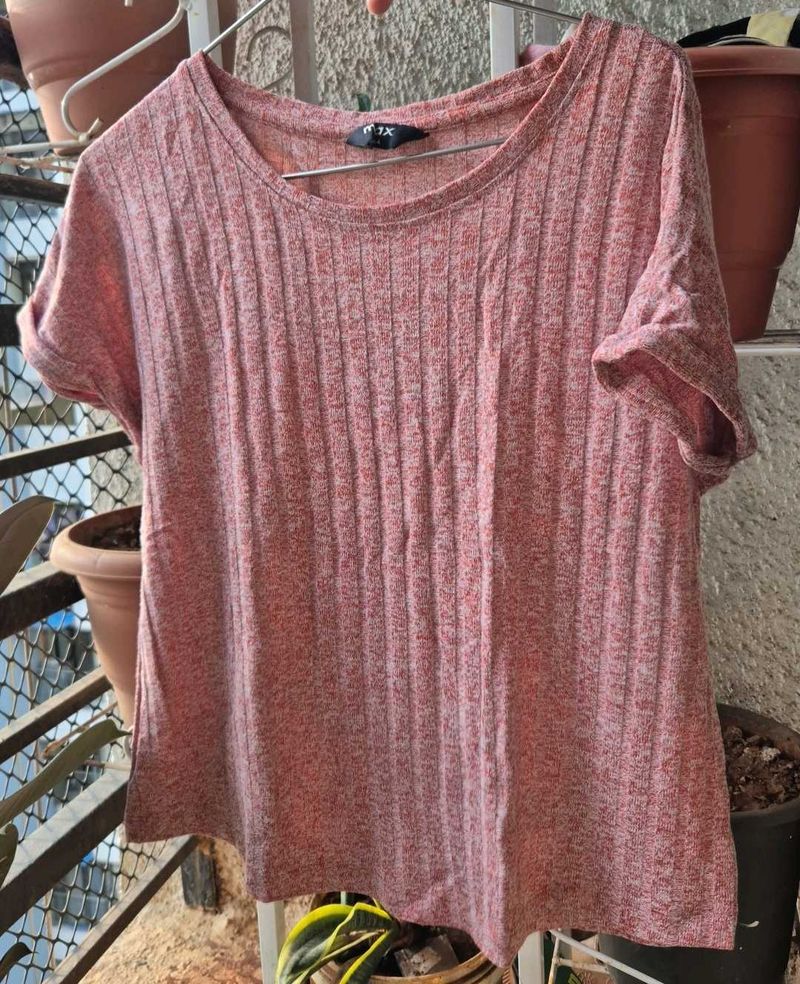 Ribbed Knit Top - Casual Everyday Tee