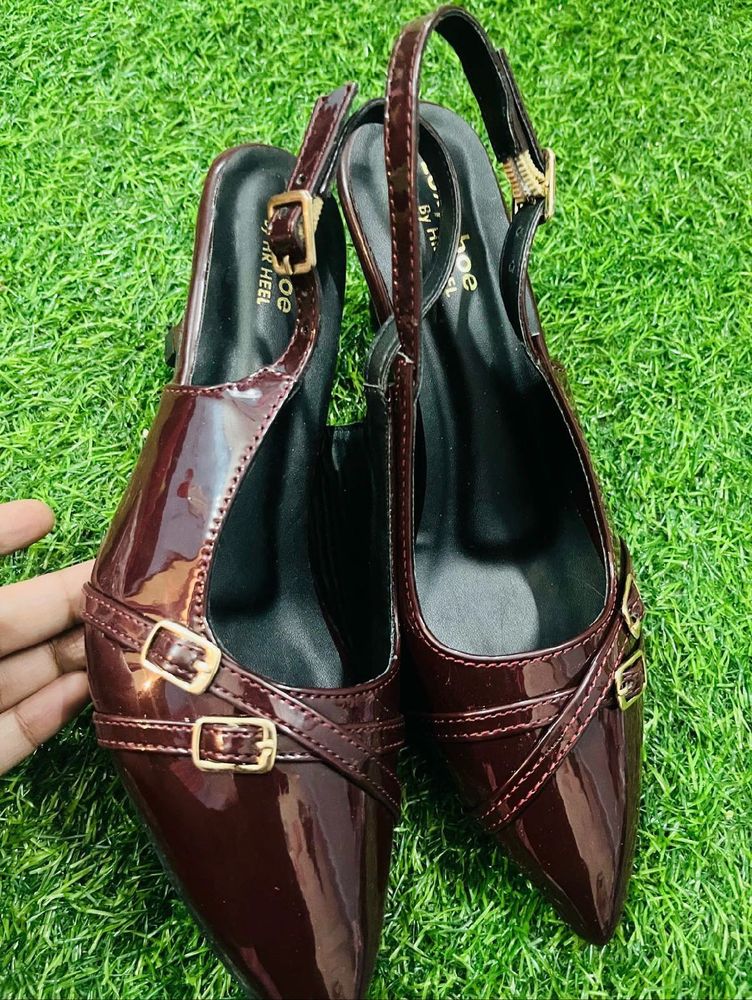 Burgundy Heeled Slingbacks