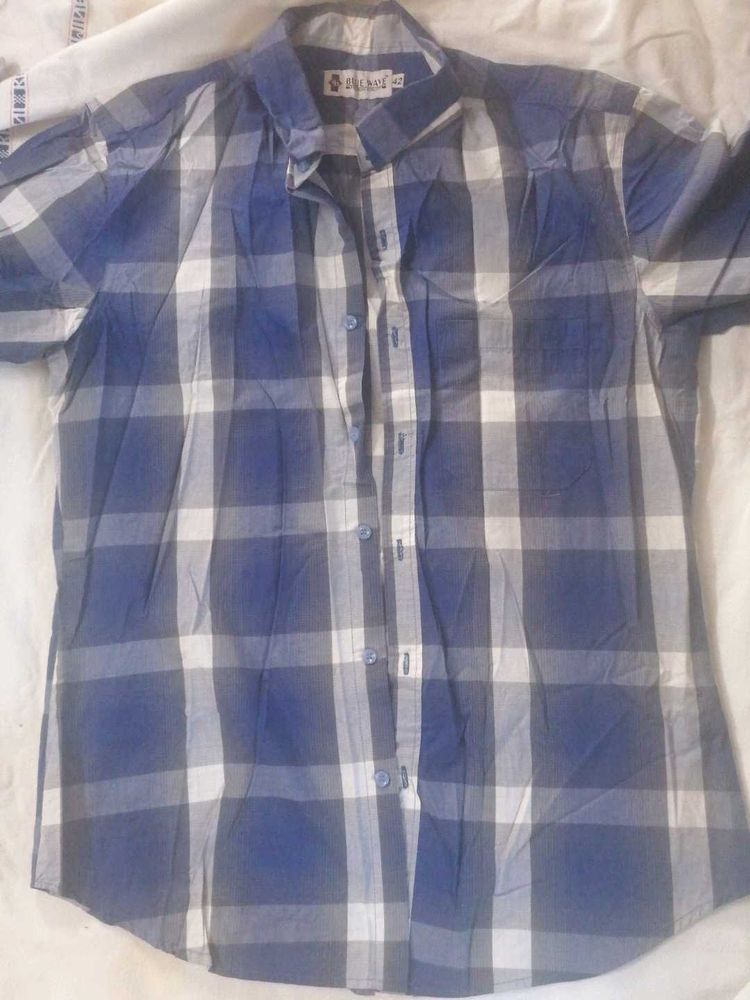 Classic Blue Cotton Shirt | Size 42