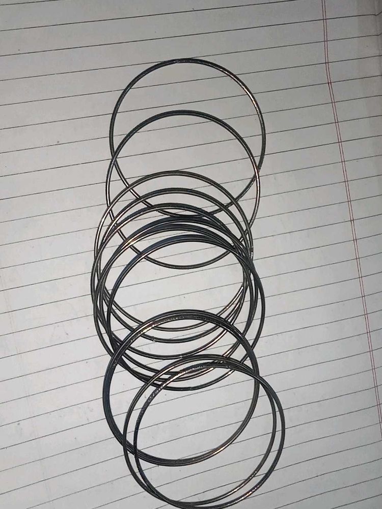 Stack of Thin Metal Bangles (12)
