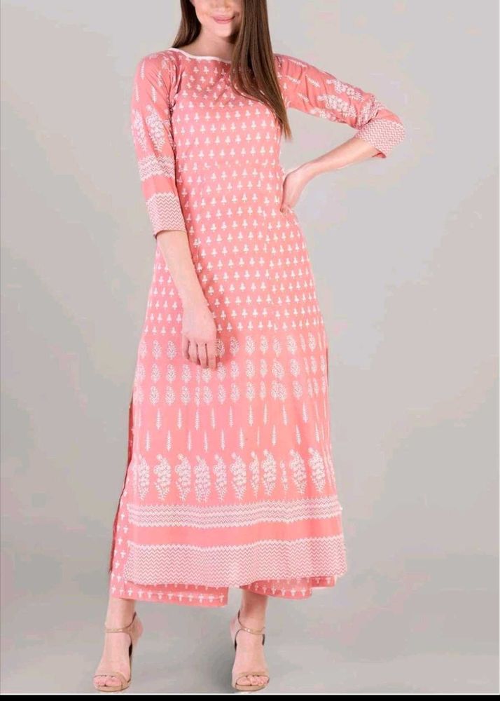 Peach Printed Kurta