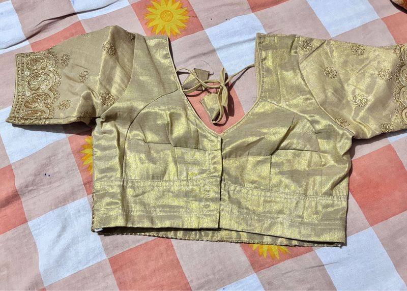 Golden Embellished Saree Blouse
