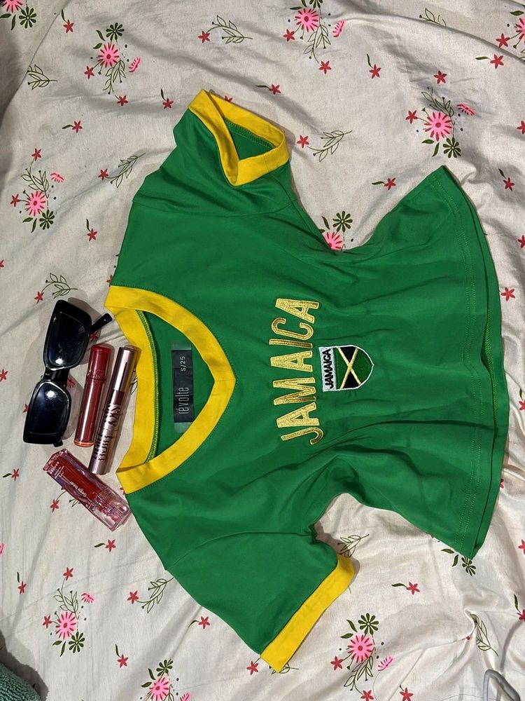 Jamaica Revolte Green &amp; Yellow Top