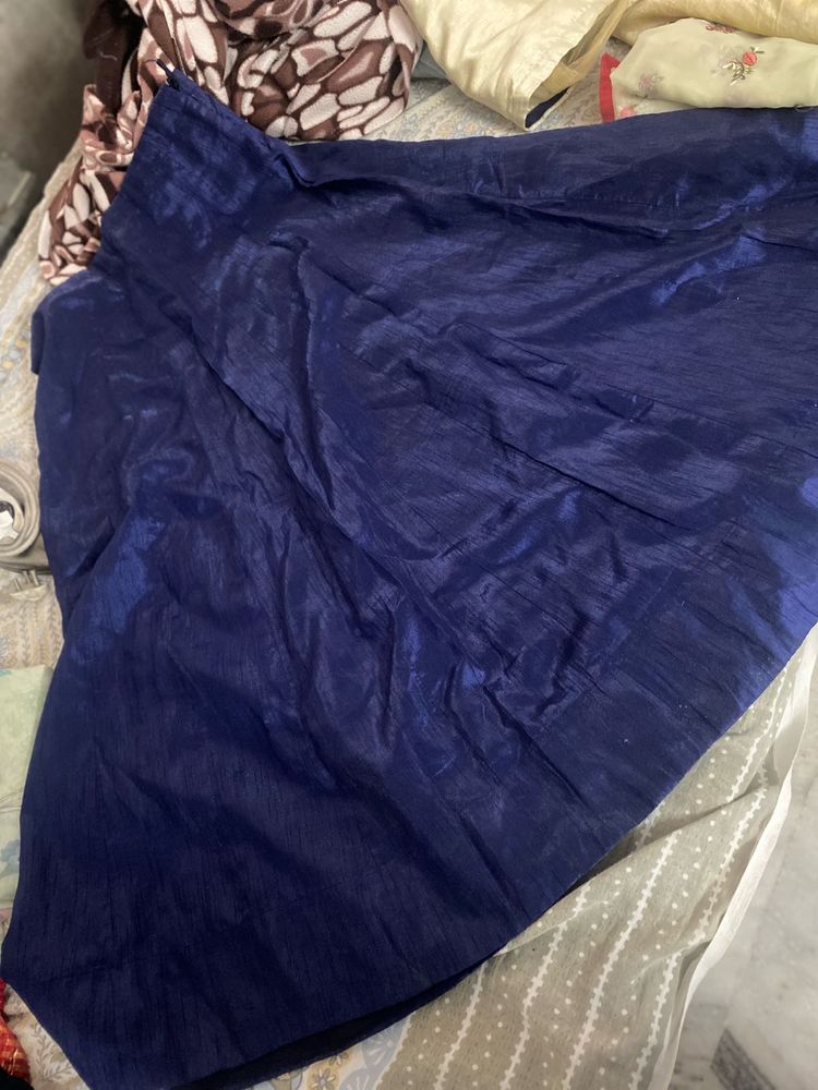 Navy Blue Flowy Lhenga