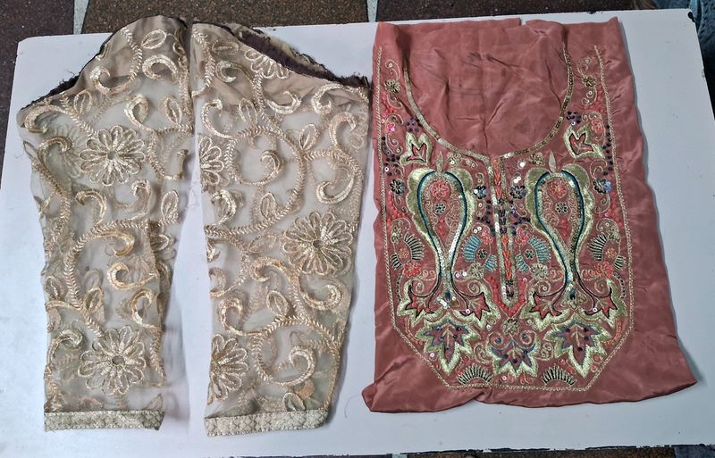 Hand Work Neck  Patches &amp; Net Sleeves