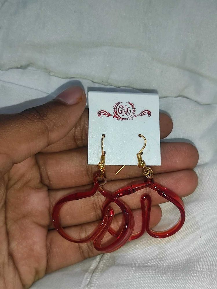 Red Abstract Dangle Glass Earrings