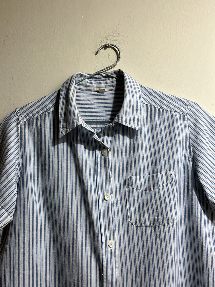 Classy Blue And White Stripes Summer Shirt