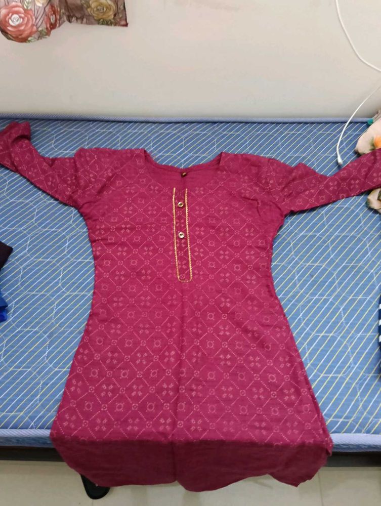 Maroon Printed Kurti