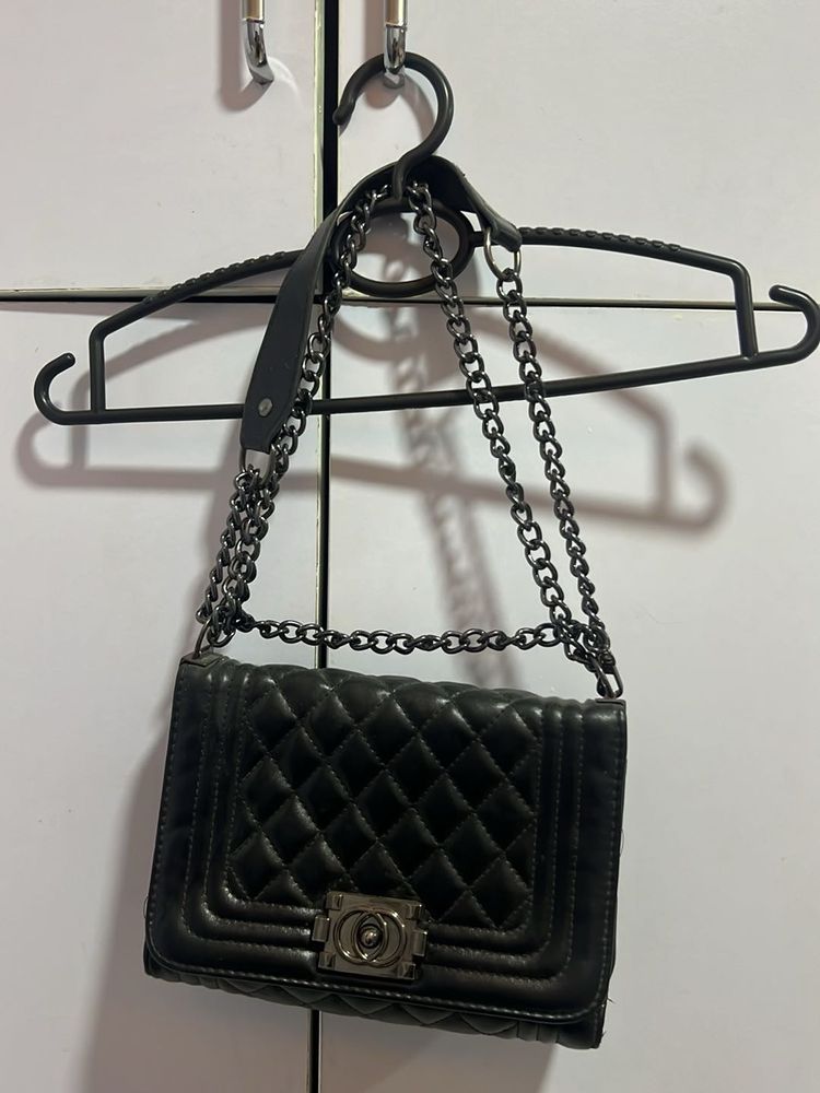Black Quilted Crossbody Bag