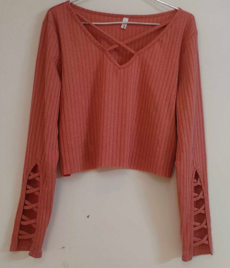Super Stylish Peach Crop Top
