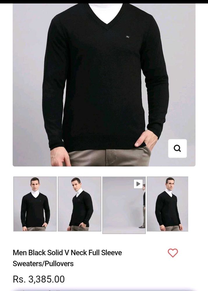 Monte Carlo Plain Black Classic Sweater