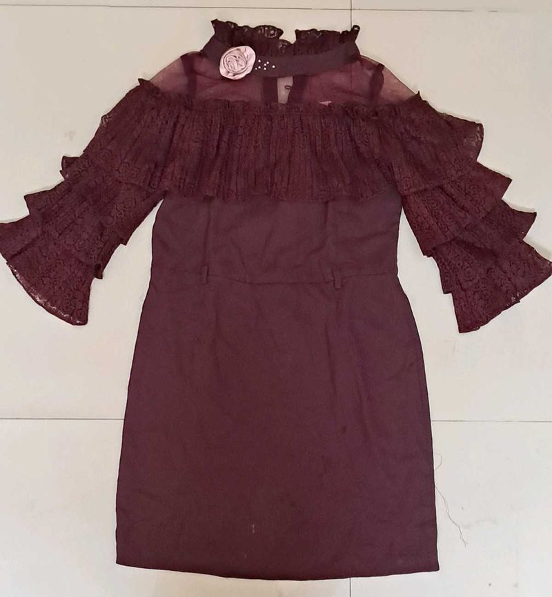 Cutecumber Girls Ruffled Shoulder Dress