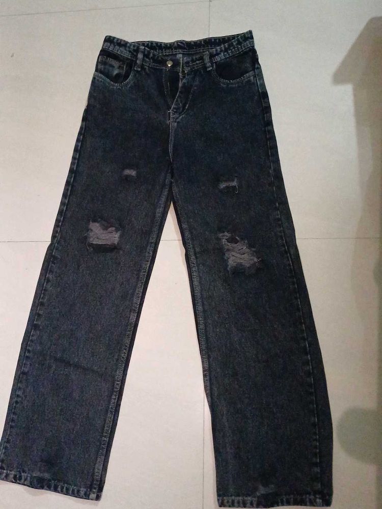 Ripped Wide Leg Jeans