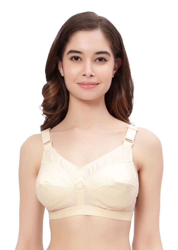 Cotton Cream Color Bra With Full Coverage