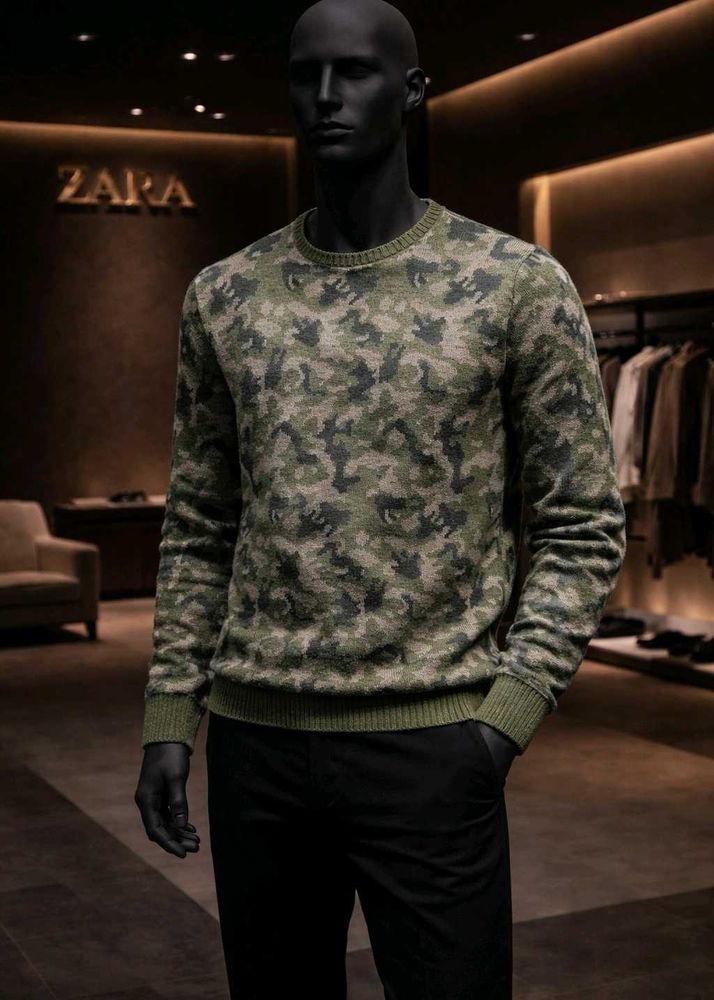 Zara Camo Print Sweater
